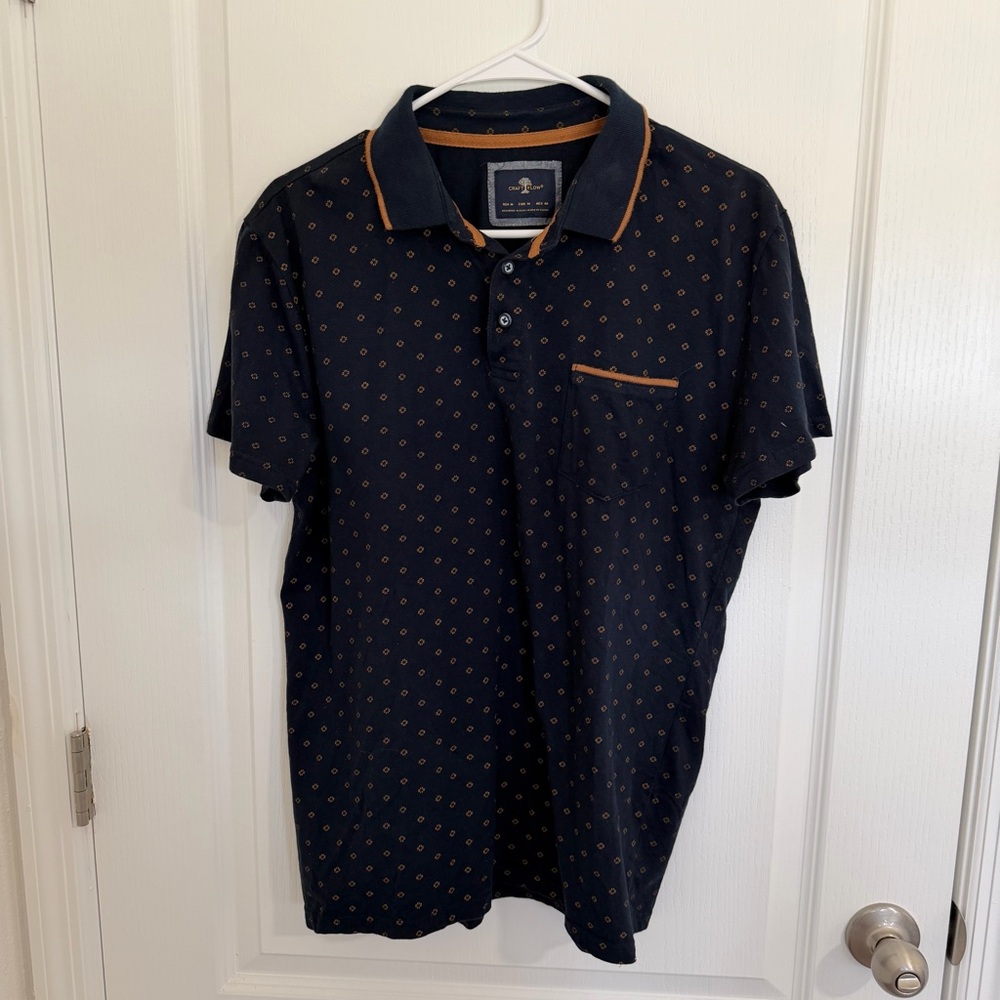 Stylish Navy Patterned Polo Shirt